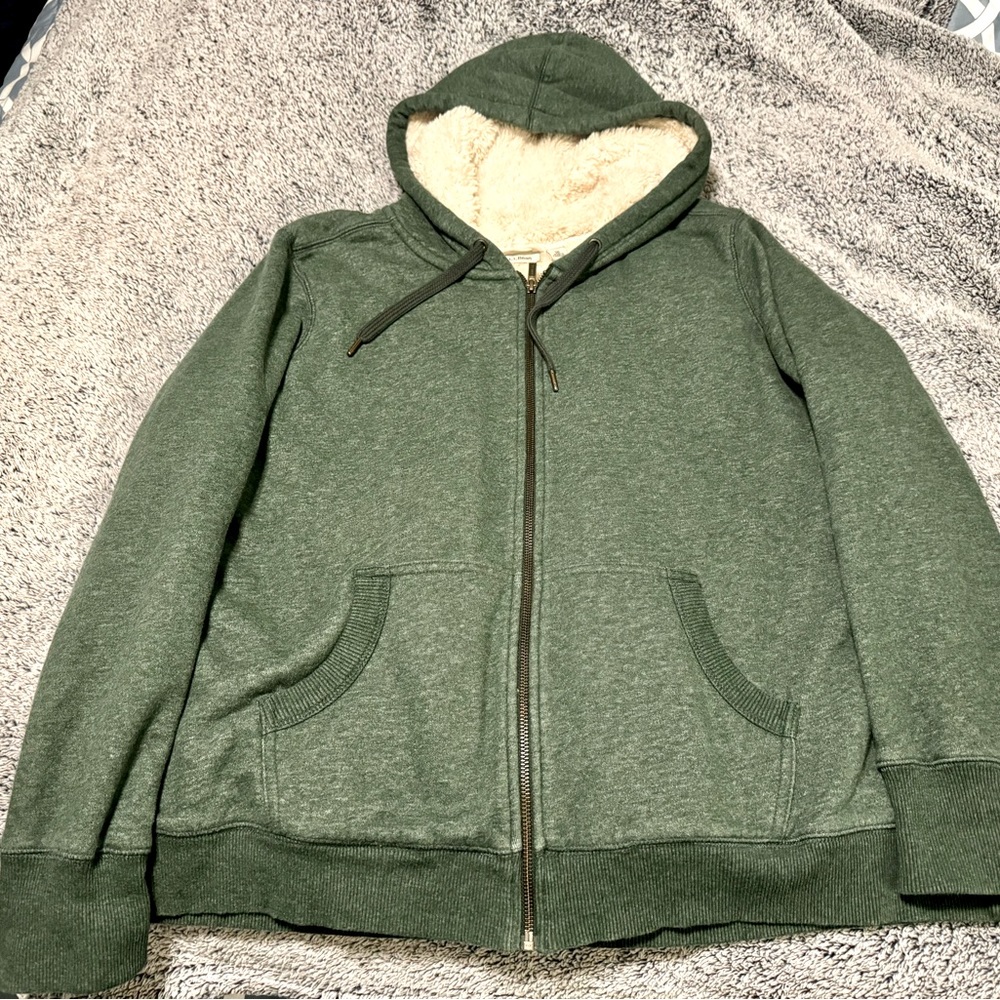 L.L. Bean woman’s fleece lined green hoodie, size 1X